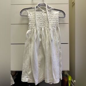White Smocked Halter towel Dress